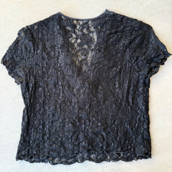 Y2K Sheer Black Lace Goth Top - Picture 4 of 6